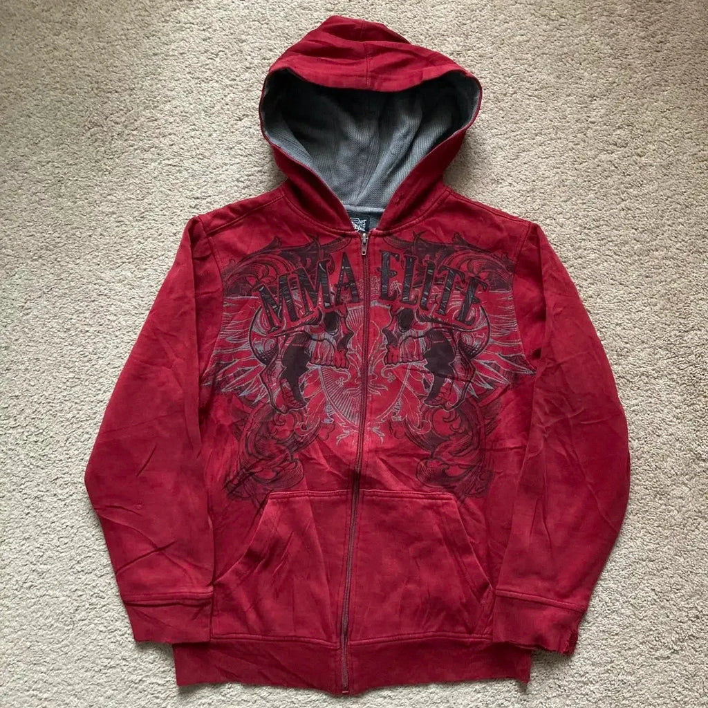 American Y2K New Fashion Trend Fleece Padded Zipper Hoodie Women Street Hip Hop Joker Loose Sweatshirt Couple Casual Punk Hoodie Econic Blanks