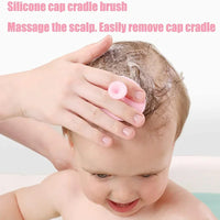 Baby Hair Brush Set for Newborn Toddlers Soft Bristles Silicone Cradle Cap Massaging Brush Infant Hair Care Bathing Soft Comb Purest Peak