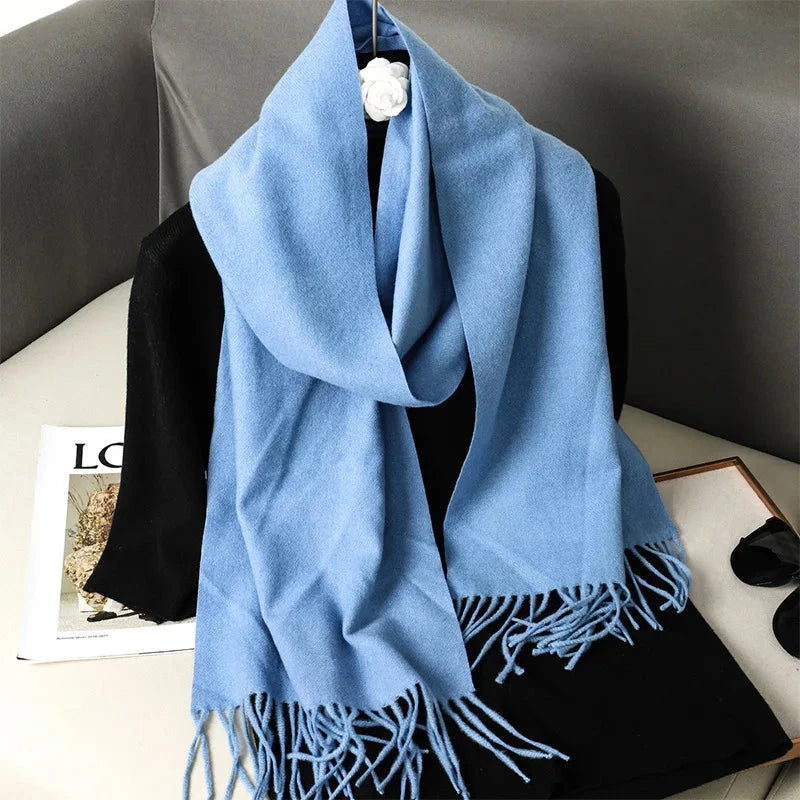 62Color Solid Women Winter Scarf Warm Thicken Cashmere Shawl Outdoor Fashion Luxury Tassels Pashmina Lady Wrap Windproof Scarves Econic Blanks