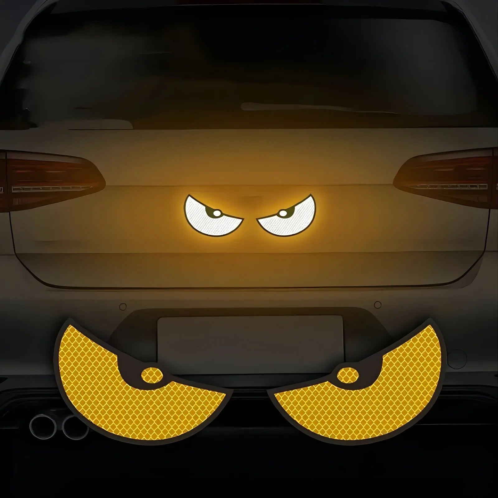 2pcs Car Demon Eye Reflective Stickers Motorcycle Improve Vehicle Visibility At Night And Driving Safety