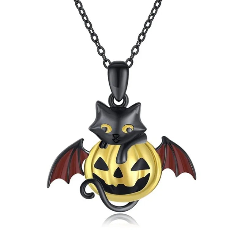 Gothic Punk Bat Wings and Heart Shaped Resin Pendant Necklace - Dark Fantasy Style Alloy Chain, Halloween Women’S Gift, Casual Fashion Accessories Quick Pick Grocers