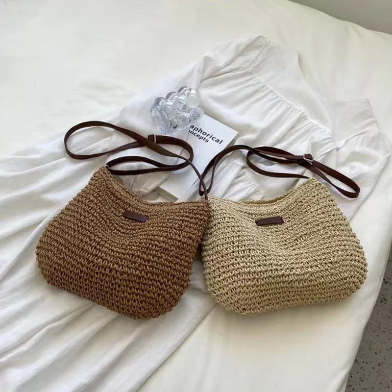 Elegant Light Paper Rope Bag - Bohemian Handmade Style, Hot-Selling Beach/Casual Bag (Crossbody & Shoulder Tote) Quick Pick Grocers