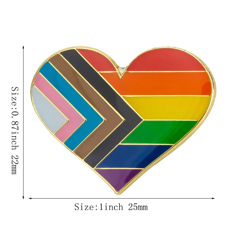 Progress Pride Heart Shaped Lapel Pin Flag badge Brooch Pins Badges Quick Pick Grocers