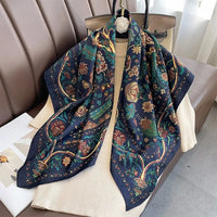 90*90Cm Square Scarf Twill Silk Feeling Women Head Shawls and Wraps Luxury Hair Tree Print Neck Scarves Hijab Bandana Pashmina Quick Pick Grocers