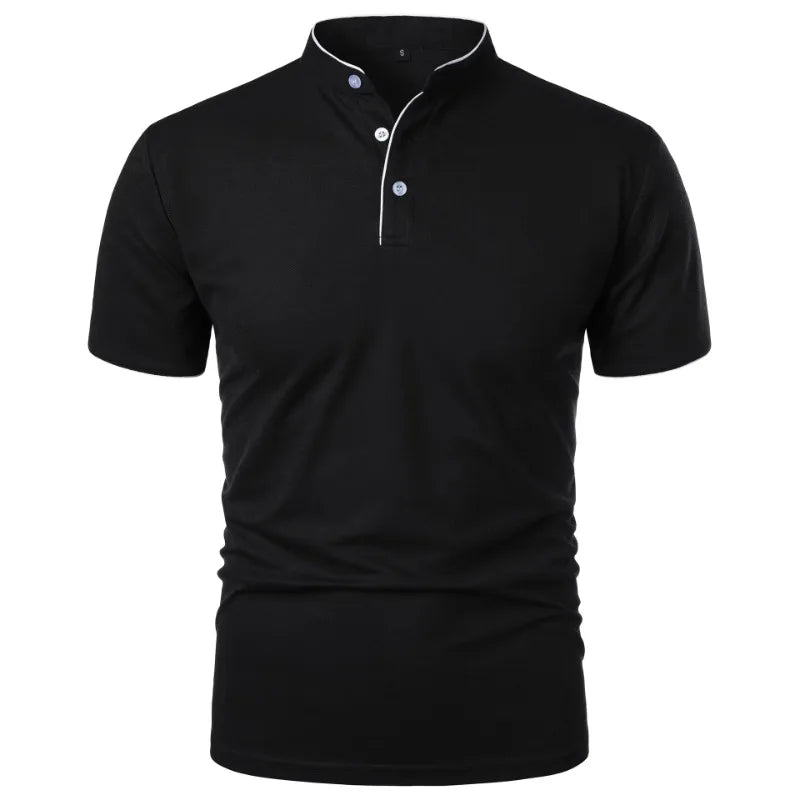 New Men's Short Sleeve Collar Polo Shirts Summer Solid Color Casual Polo Shirt Trendy Breathable Loose Basic Splice Oversize Top Quick Pick Grocers