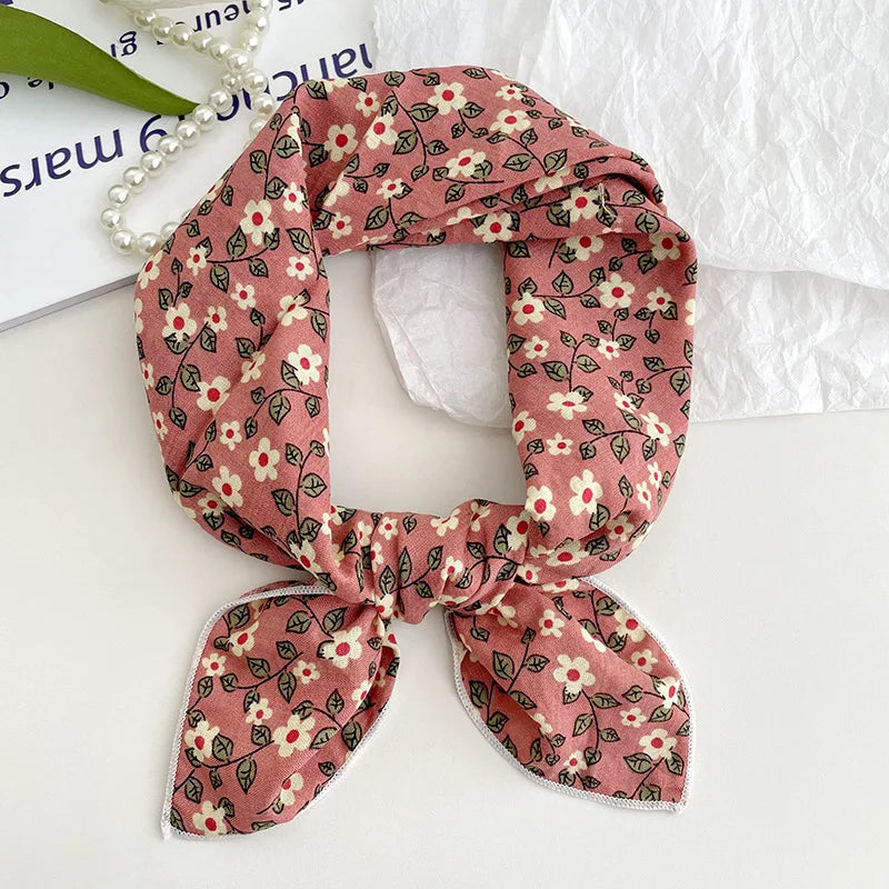 55cm Laies Headband Cotton Linen Square Scarf Women Korean College Girls Fashion Spring Autumn New Style Elegant Neck Scarves Quick Pick Grocers