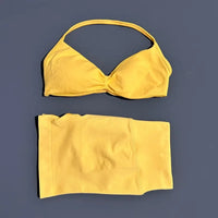 HISTELLO Gym Set 2 Piece Women Strappy Yoga Bra Top Workout Scrunch Shorts Sports Suit Fitness Clothes Seamless Yoga Set Quick Pick Grocers