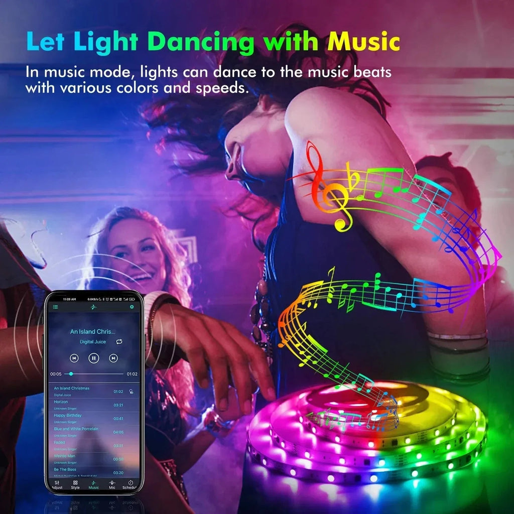 RGB LED Strip Light SMD 5050 USB Remote&APP Control Bluetooth Flexible Tape Diode Ribbon for TV Backdrop Living Room Bedroom Econic Blanks