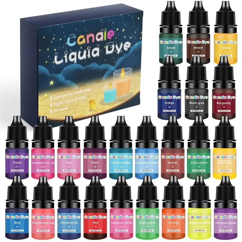 Candle Dyes Kit Liquid Colorant Pigment Set DIY Candle Making Supplies Aromatherapy Soap Soy Wax Dye Candle Mold Coloring Econic Blanks