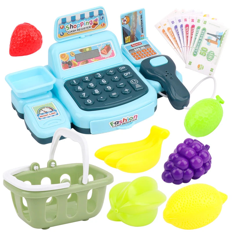 Simulation Shopping Cash House Toys Electronic Game Lighting And Sound Effects Supermarket Cashier Toys Econic Blanks