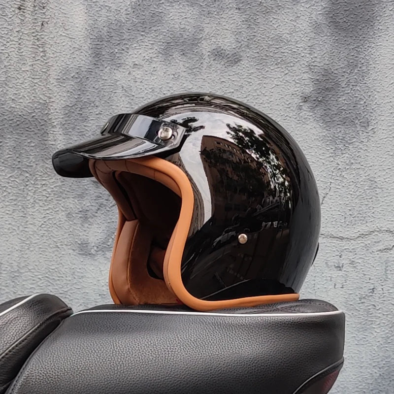 Retro semi-open motorcycle helmet cross-country motorcycle accessories motorcycle helmet 3/4 retro helmet in winter Quick Pick Grocers