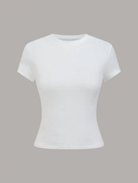 Women's Solid Color Short Sleeve T-Shirt, Minimalist Basic Top for Summer Quick Pick Grocers