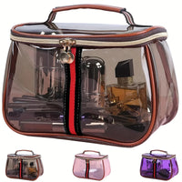 Transparent Large Capacity Women's Makeup Bag Waterproof Gym Toiletry Bag Travel Portable Storage PVC Material Box Shape Gifts Quick Pick Grocers