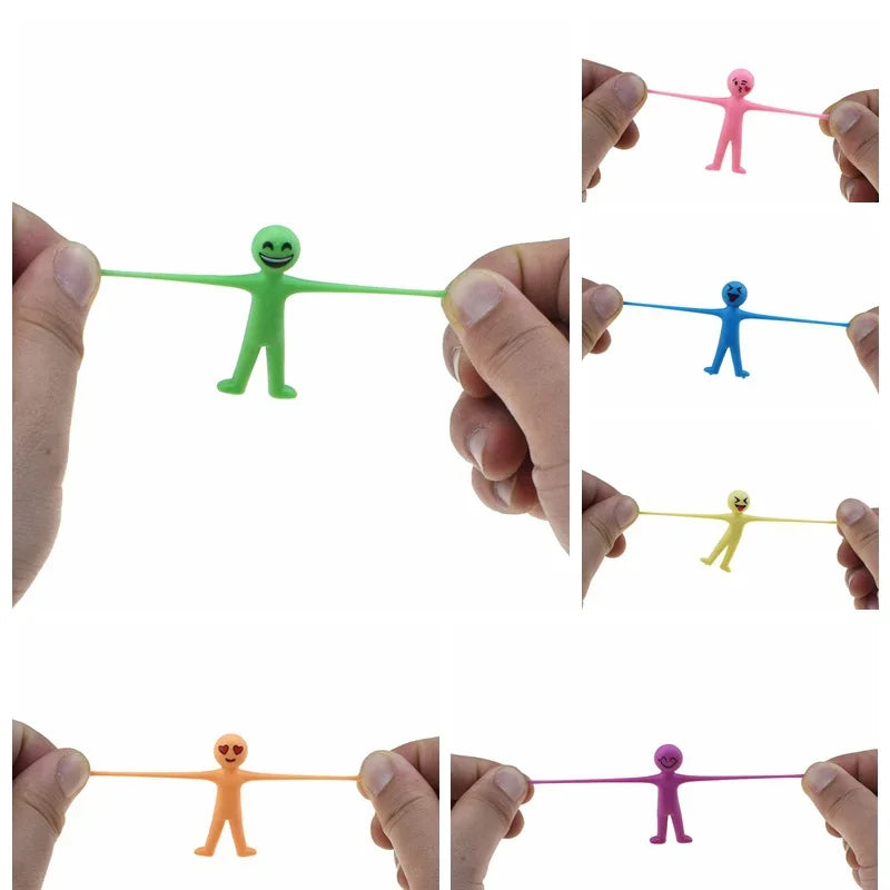 10Pcs Novelty Stretchy Stretch Toy Cute Colorful Yellow Stress Relief Stretchy Fidget Gifts TPR Soft Plastic Creative Doll Toy Econic Blanks