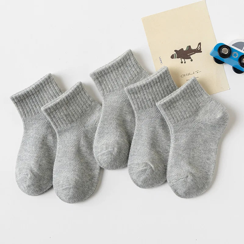 5 Pairs/Lot 2023 New Summer Children Socks Cotton Kids Fashion Black White Gray For 1-12 Years Teen Student Baby Girl Boy Socks Quick Pick Grocers