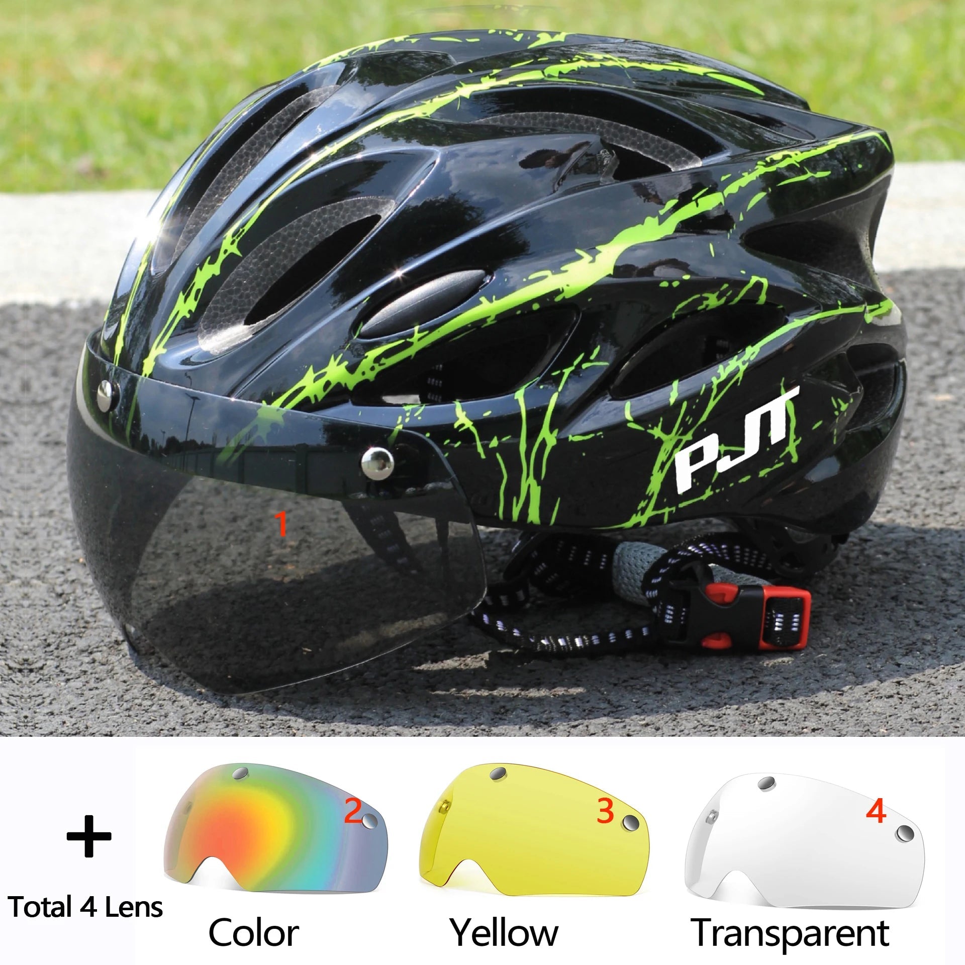 PJT Ultra-Light Magnetic Goggles Bicycle Helmet Lightweight PC Shell & EPS Foam Construction Cycling Helmet MTB Bike Helmet Quick Pick Grocers