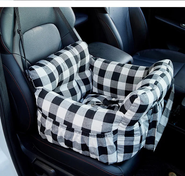 Dog Car Seat with Safety Belt - Non-Slip Pet Car Bed for Small Dogs, Washable Travel Carrier with Secure Straps for Safe Car Quick Pick Grocers