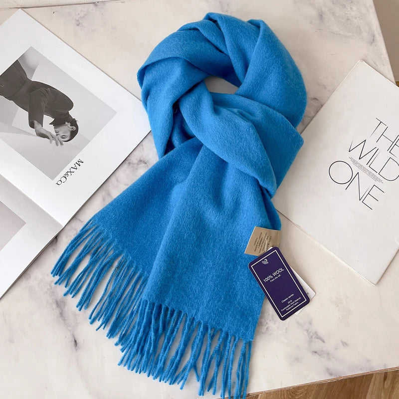 Winter Narrow Scarf 28 Color 100% Wool Scarf Hot Selling Solid Color Scarf Men's and Women's Universal Warm and Cold proof Scarf Quick Pick Grocers