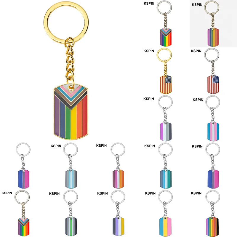 Progress Transgender Rainbow Pansexual pride Genderqueer pride Asexual Metal Key Ring Key Chain For Women Jewelry Quick Pick Grocers