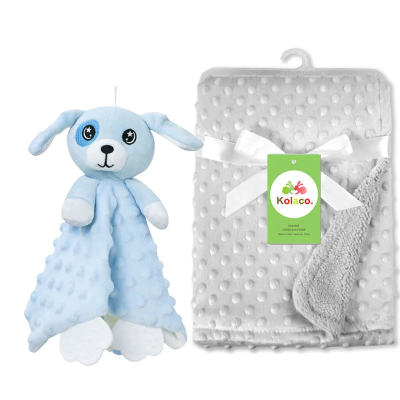 Personalized Newborn Baby Blanket with Name Custom Stroller Sleeping Dolls Animal Security Towel Gift Set for Baby Shower Gifts Purest Peak