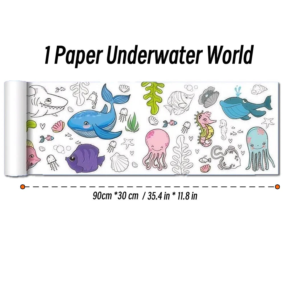 90cm Animal Canvas Children's Drawing Roll DIY Coloring Paper Roll Color Filling Graffiti Paper-cut Painting Educational School Quick Pick Grocers