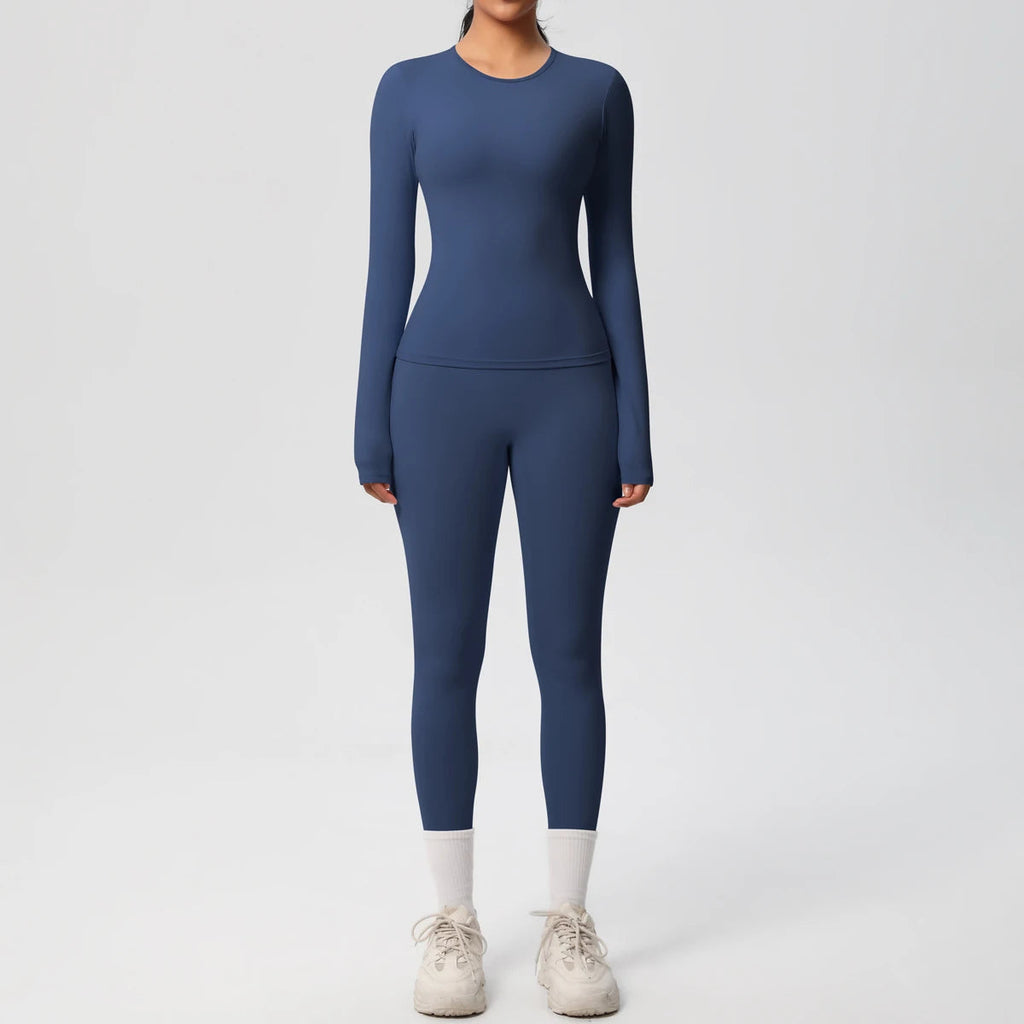 2 PCS Sportswear Yoga Set Gym Clothes Yoga Suits For Women Fitness Set Tracksuits Sports Long Sleeve Crop Top Gym Leggings Quick Pick Grocers