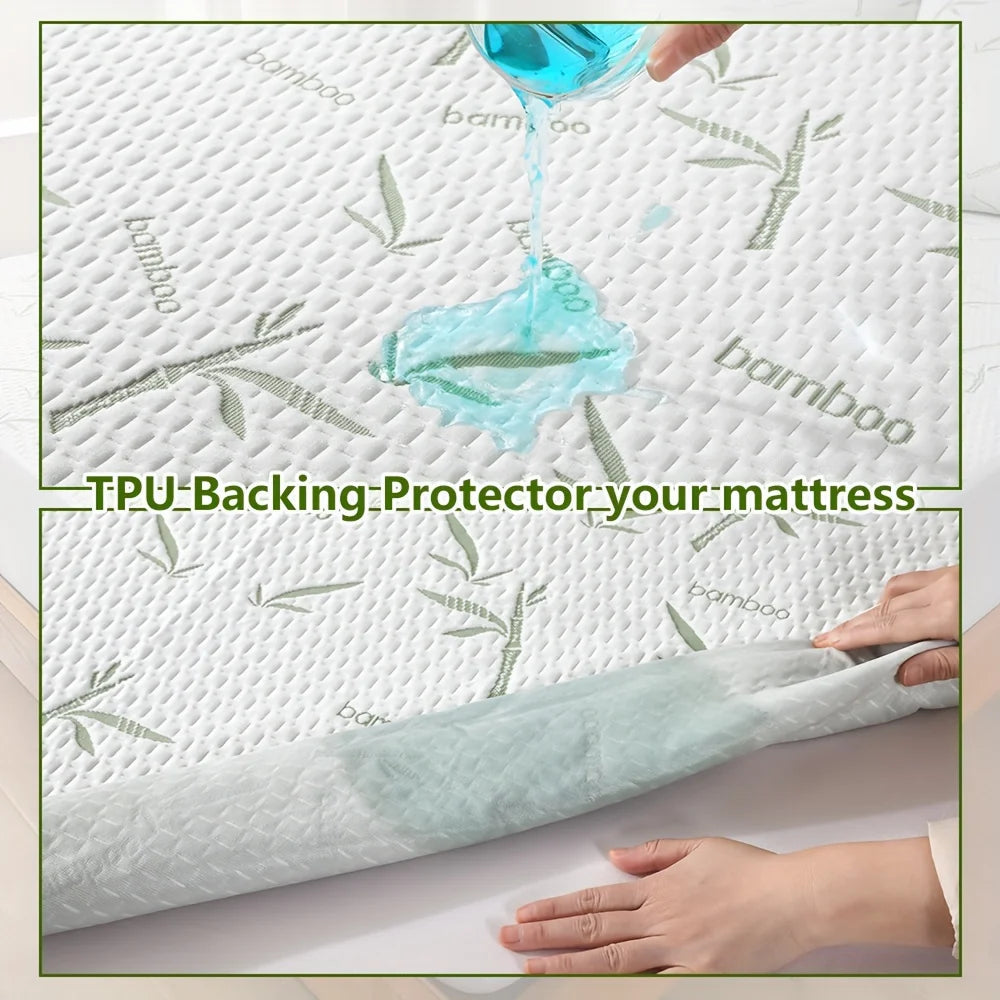 1p Cooling Bamboo Fiber Fitted Sheet, Breathable Mattress Protector Cover  with Deep Pocket for Summer Quick Pick Grocers