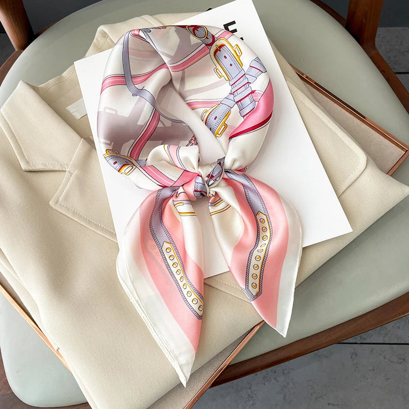 Neckerchief Female Luxury Square Scarf for Women Silk Feeling Shawl Satin Hijab Fashion Wraps Hair Bands Ribbon Headband Bandann Quick Pick Grocers
