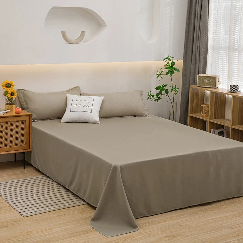 One solid color simple sheet Machine washable single double bed linen Student dormitory sheet (pillowcase not included) Quick Pick Grocers