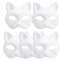1-20pcs Japanese Mask Paper Blank Mask Halloween Cosplay Cat DIY Paintable Half Face Mask Animal Costume Party Decor Craft Prop Quick Pick Grocers