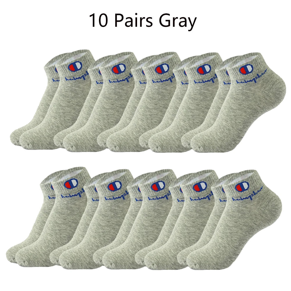 5/10/20 Pairs Men Ankle Socks Cotton Brand Classic Fashion Black White Socks Breathable Mesh Athletic Sports Socks for Summer Quick Pick Grocers