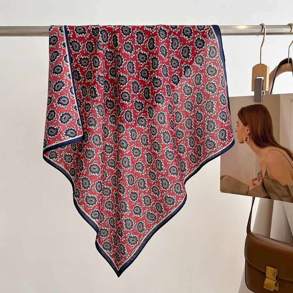Spring/Summer 70cm Cashew Print Square Scarf Women’s Breathable Imitation Silk Bandanna Luxury Female Neckerchief Fashion Hijab Quick Pick Grocers
