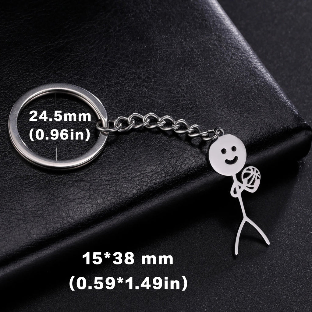 Teamer Funny Middle Finger Stickman Keychain 2025 Cute Trend School Bag Car Key Pendant Couple New Trinket Gift Keyring Econic Blanks
