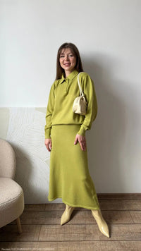 Hirsionsan Winter Thick Women Knitted Suits Soft 2 Pieces soft Female Sets Polo Neck Sweater & Wide Leg Pants Knitted Outfit Quick Pick Grocers