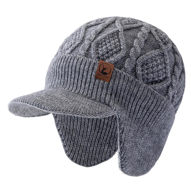 New Unisex Winter Hat Plush Fur Lined Warm Earflap Cap Stylish Soft Beanie Hat  Outdoor Thick Ski Sports Knitted Hat Purest Peak