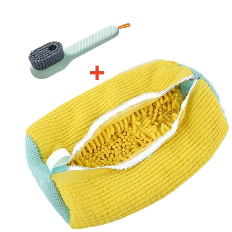 1/2/4PCS Shoe Washing Machine Bag with Liquid Shoe Brush Set Durable Laundry Shoe Bag and Soft Bristle Clean Brush for All Shoes Econic Blanks