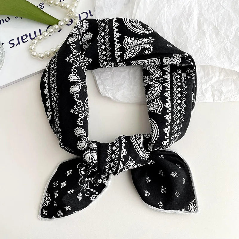 55cm Laies Headband Cotton Linen Square Scarf Women Korean College Girls Fashion Spring Autumn New Style Elegant Neck Scarves Quick Pick Grocers