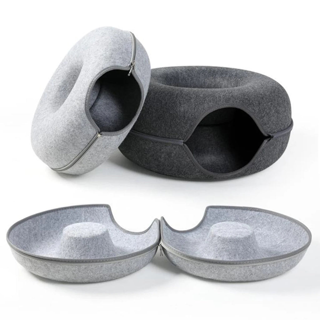 B-Tunnel Donut Cat Bed Interactive Tunnel Pet Felt Indoor Toys Cats House Kitten Training Toy Cat Kennel Cat Accessories Quick Pick Grocers