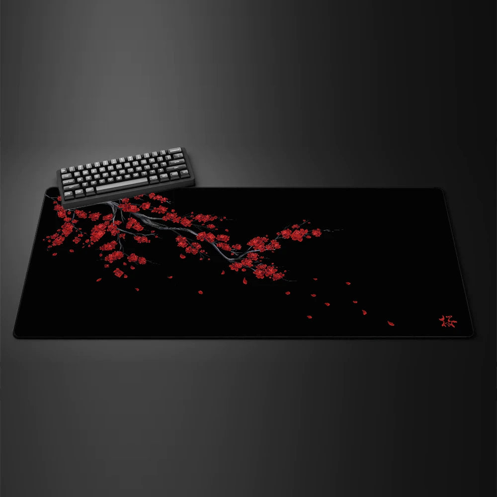 Black Sakura Gaming Mouse Pad Kawaii Purple Desk Mat Large Office Carpet Accessories Cherry Blossom Mousepad Gamer Computer Mats Quick Pick Grocers