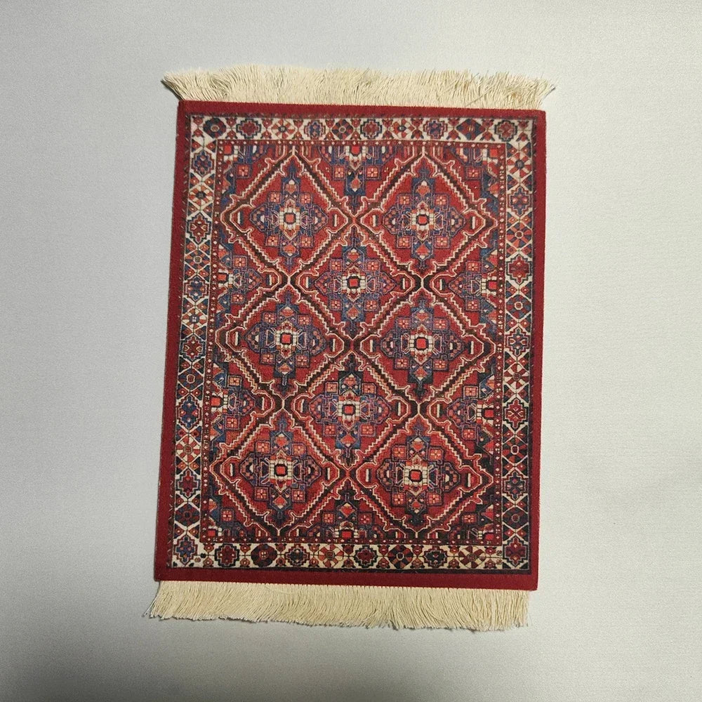 Woven flower Persian carpet small coaster wholesale merchants cheap mouse pad desk mat retro style rubber non-slip computer mats Quick Pick Grocers