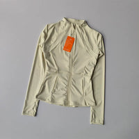 Outdoor Sports Long Sleeved Women Slim Yoga Clothes Quick Dry Zipper Cardigan Stand Up Collar Jacket Running Fitness Jacket Top Quick Pick Grocers