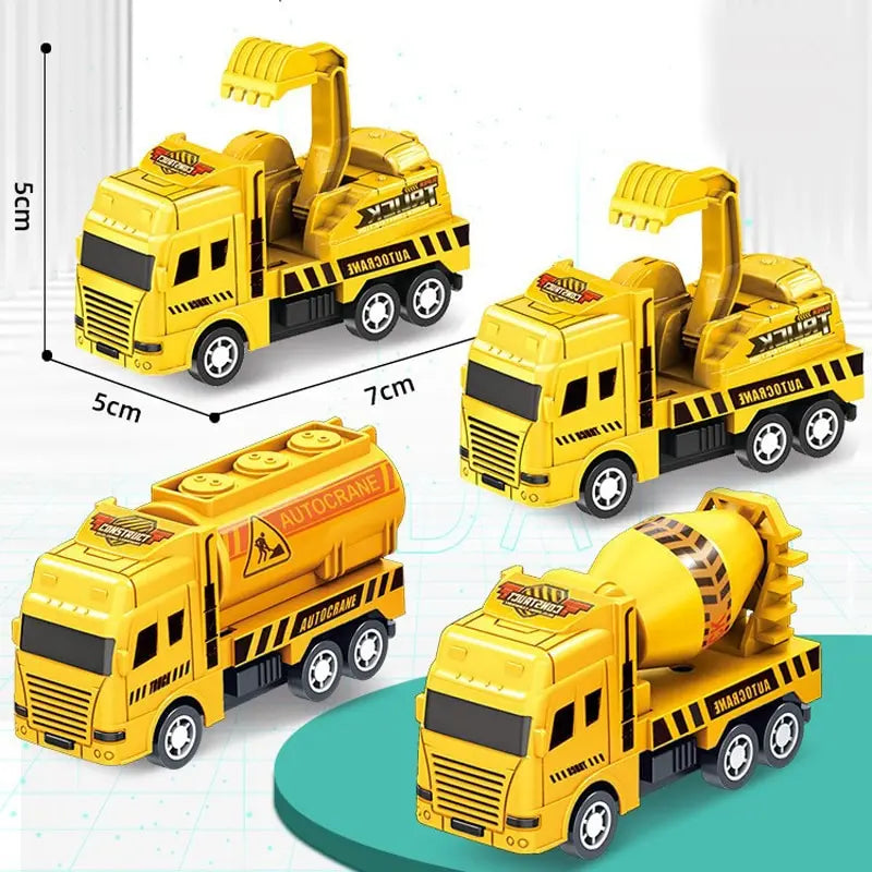 4 Pack Pull Back Cars, Friction Powered Toy Vehicles Construction Set - Dump Truck Crane for Toddlers Boys Girls Gift Quick Pick Grocers