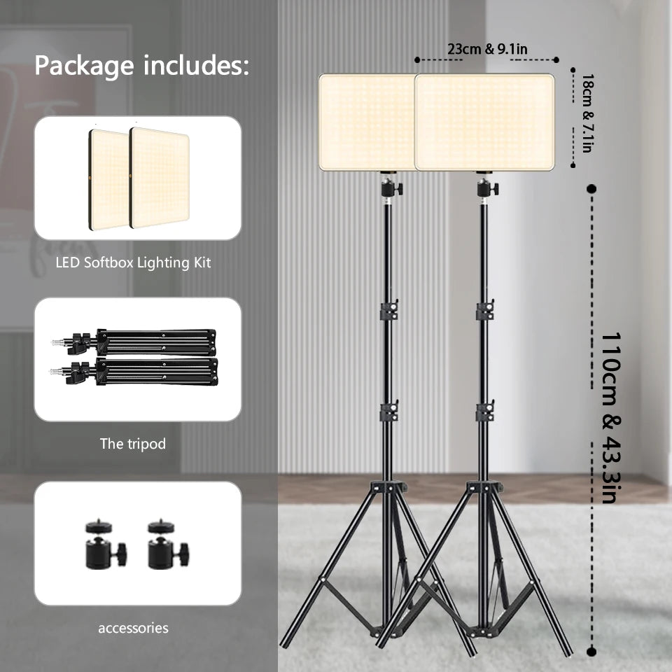 LED Video Lights Conference Photography Lighting Selfie Light Photo Studio Lamp With Tripod for Shoot Live Streaming TikTok Zoom Quick Pick Grocers