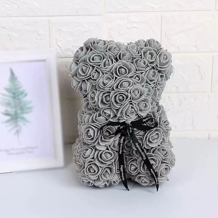 25cm Artificial Teddy Rose Flower Bear with Box Romantic Valentines Day Gift Girlfriend Women Anniversary Wedding Party Supplies Quick Pick Grocers