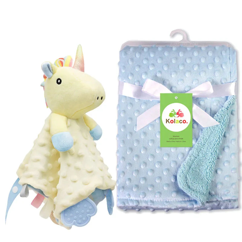 Personalized Newborn Baby Blanket with Name Custom Stroller Sleeping Dolls Animal Security Towel Gift Set for Baby Shower Gifts Purest Peak