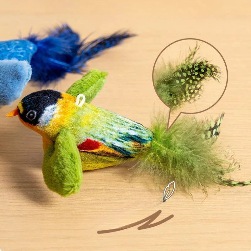 Indoor Interactive Birds Toy for Cat Chasing Teasing Toy Sounding Catnip Cat Teaser Toy Self-hilarity Wall Hanging Birds Cat Toy Econic Blanks