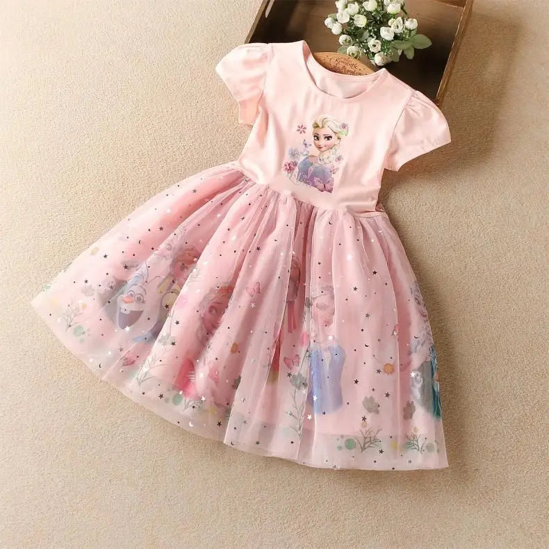 Girls Dress Cartoon Summer Frozen Fashion Children's Elsa Princess Baby Girl Toddler Short Sleeve Cute Party Dresses 3-9Y Quick Pick Grocers