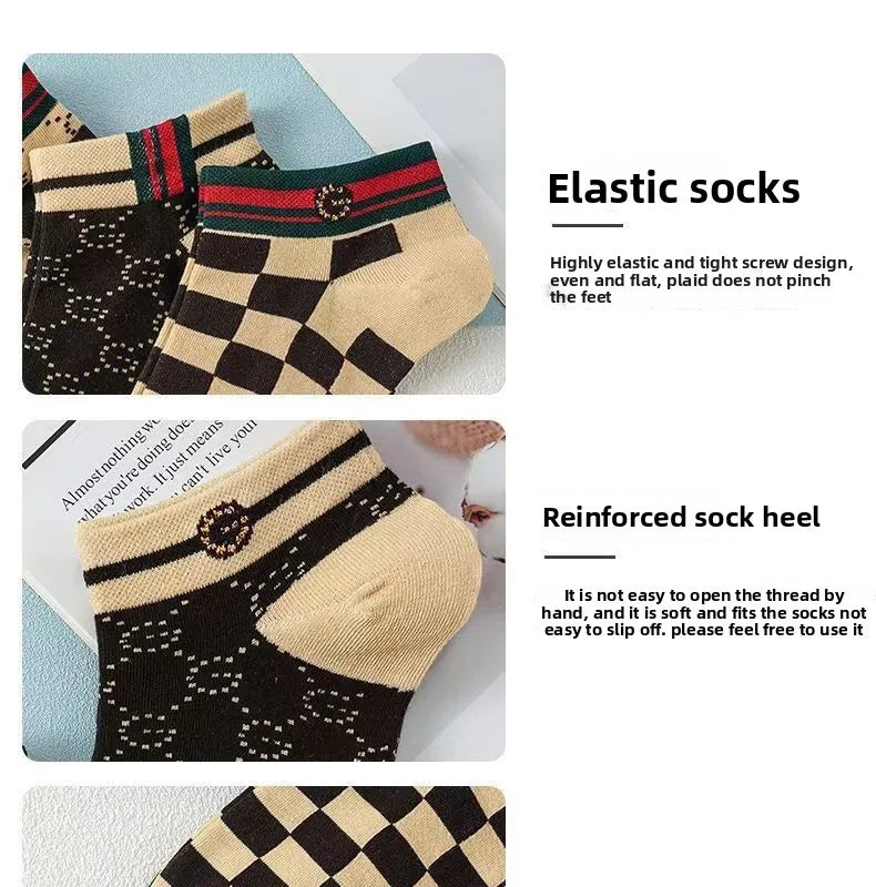 5/10/20 Pairs Winter Socks Men Short Breathable Luxury Socks Designer Brand Low-Cut Fashion Trendy Ankle Socks Geometric Pattern Quick Pick Grocers