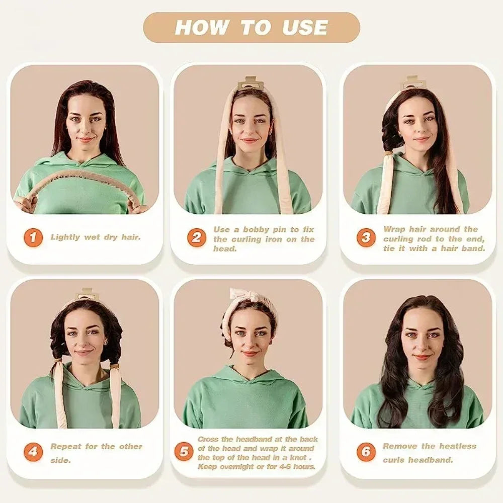 Heatless Curling Rod Headband No Heat Hair Curlers Ribbon Lazy Hair Rollers Silk Curls Sleeping Soft Headband Hair Styling Tools Quick Pick Grocers