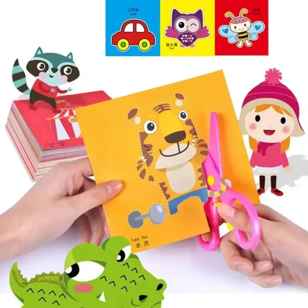 48Pcs Handmade Paper Cut Book Kids Craft Toys DIY Cartoon Scrapbooking Paper Art Toys Kids Learning Toys for Children Gifts Econic Blanks
